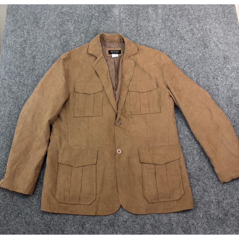 Botany 500 Safari Jacket Men's Large Tan Faux Suede Utility Field Coat
